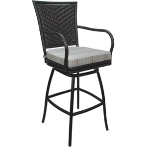 Pemberly Row Metal Counter 26&quot Bar Stool Arms in NF Cream & Gray