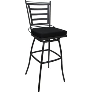 Pemberly Row Outdoor or Indoor Metal Bar Stool 30&quot Seat in Black with Gray