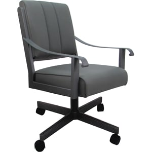 Pemberly Row Leather Dining Caster Chair Swivel Tilt in Gray Leather on Gray
