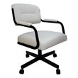 Pemberly Row Swivel Metal Caster Dining Chair in Ocean Beige Vinyl with Black