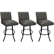 Pemberly Row Set of 3 Swivel Metal Counter Stools -Elk Charcoal in Black