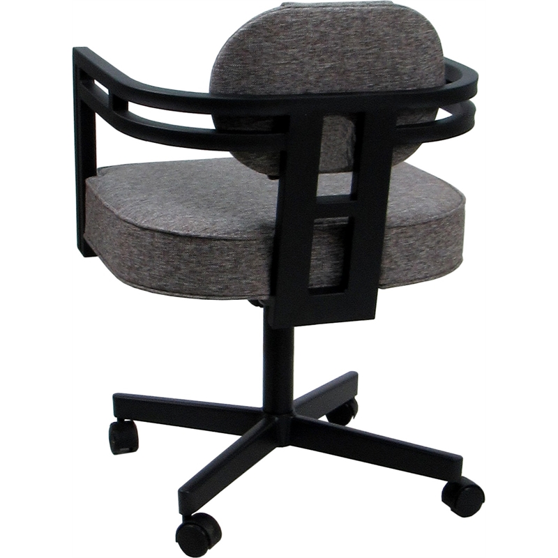 Pemberly Row Swivel Metal Dining Caster Chair in Gray with Black