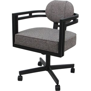 Pemberly Row Swivel Metal Dining Caster Chair in Gray with Black