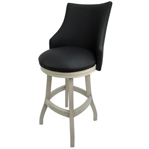 Pemberly Row 30&quot Swivel Wood Bar Stool in Black/ Antique White