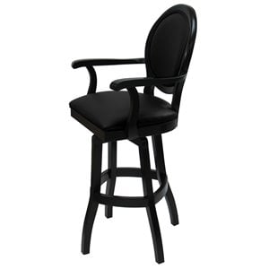 Pemberly Row 34&quot Swivel Solid Wood Extra Tall Bar Stool in Black Leatherette
