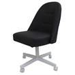 Pemberly Row Dinette Swivel Caster Chairs - Crackle Glass in Black Vinyl & White