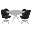 Pemberly Row Dinette Swivel Caster Chairs - Crackle Glass in Black Vinyl & White