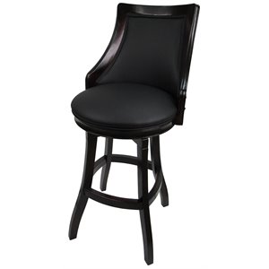 Pemberly Row 34&quot Swivel Wood Extra Tall Bar Stool in Black & Vinyl