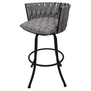 Pemberly Row Set of Three (3) Extra Tall 34&quot Metal Bar Stools in Grey with Black