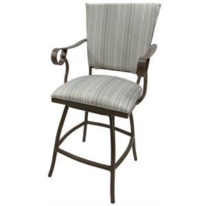 Pemberly Row Outdoor Swivel Metal Counter Stool 26&quot Seat in Cream with Beige