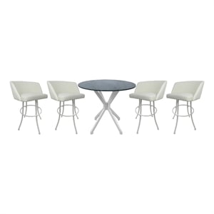 Pemberly Row Pub Set 30&quot Swivel Bar Stools Snow White in White