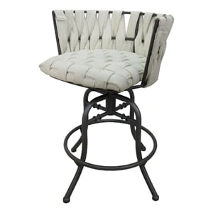 Pemberly Row Swivel Tilt Counter Stool 26&quot Seat in White Vinyl & Gray Metal
