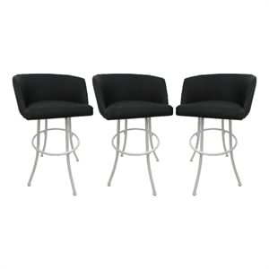 Pemberly Row Contemporary Swivel Metal Bar Stool 30&quot in Black with White