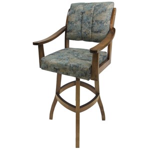 Pemberly Row 34&quot Swivel Wood Extra Tall Bar Stool in Poet Sky Blue/ Brown