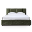 Pemberly Row Fabric Upholstered Queen Platform Bed with Channel Tufting in Green