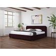 Pemberly Row Upholstered King Platform Bed with Rounded Headboard in Burgundy