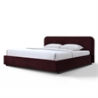 Pemberly Row Upholstered King Platform Bed with Rounded Headboard in Burgundy