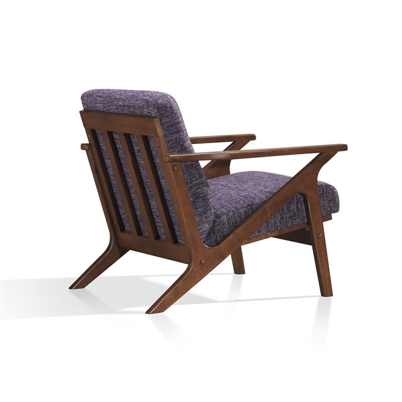 Pemberly Row Solid Wood and Fabric Upholstered Accent Armchair in Purple