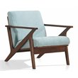 Pemberly Row Solid Wood and Fabric Upholstered Accent Armchair in Mint Blue