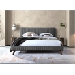 Pemberly Row Wood and Fabric Upholstered King Platform Bed in Dark Gray