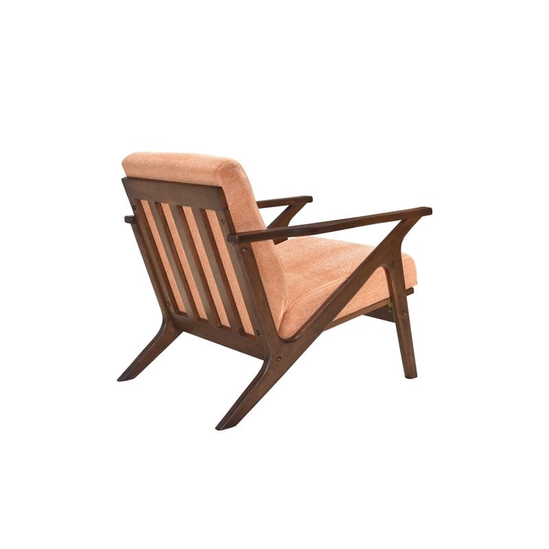 Pemberly Row Solid Wood and Fabric Upholstered Accent Armchair in Orange