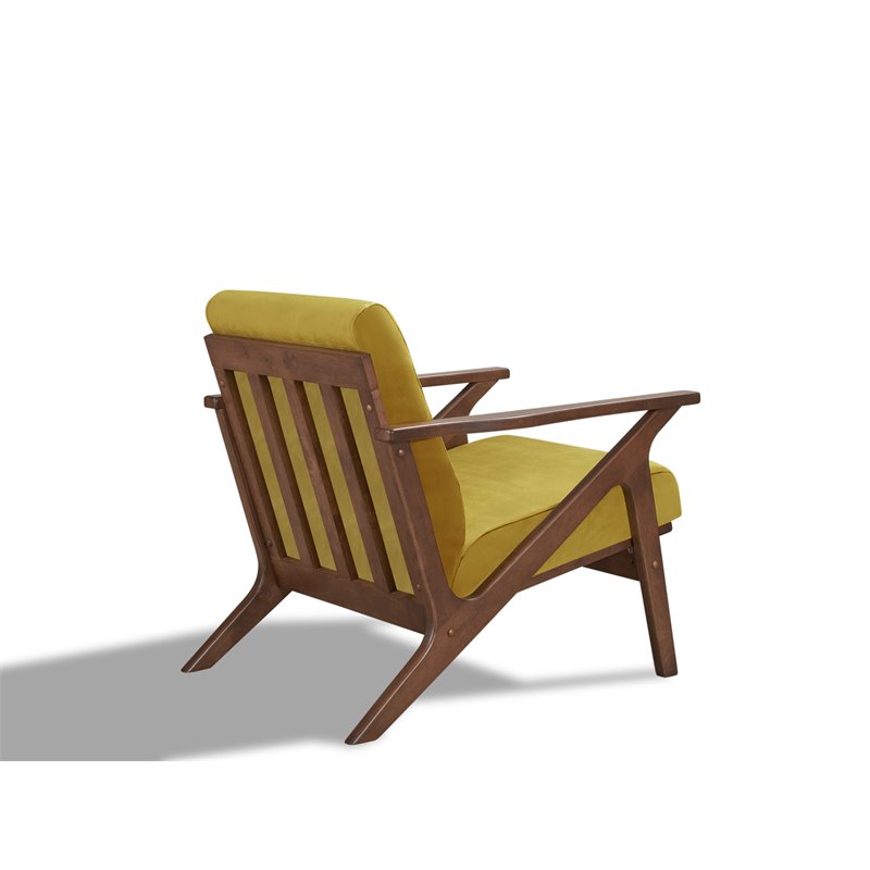 Pemberly Row Solid Wood and Velvet Upholstered Accent Armchair in Gold