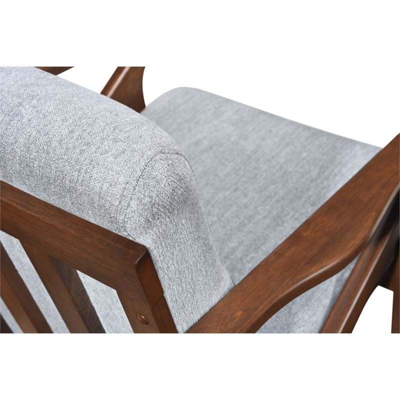 Pemberly Row Solid Wood and Fabric Upholstered Accent Armchair in Gray
