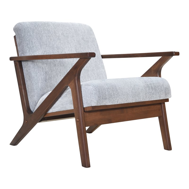Pemberly Row Solid Wood and Fabric Upholstered Accent Armchair in Gray