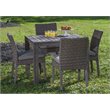 Pemberly Row 5 Piece Woven Wood Patio Dining Set with Cushions