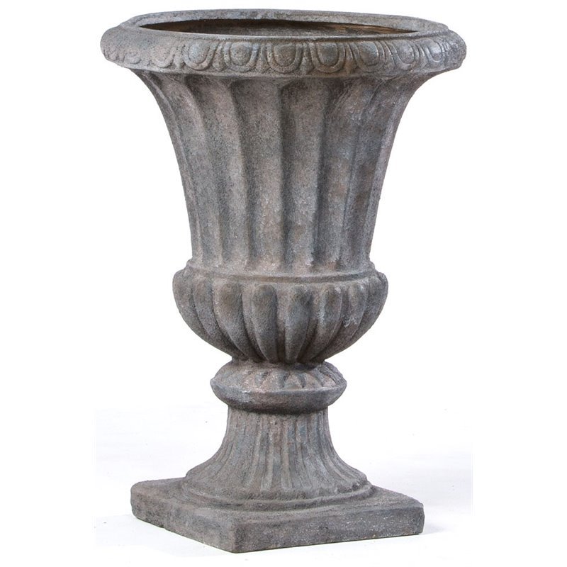 Pemberly Row Fiberstone Decorative Garden Planter Urn in Stormcloud