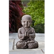 Pemberly Row Praying Buddha Fiberstone Garden Statue in Antique Brown