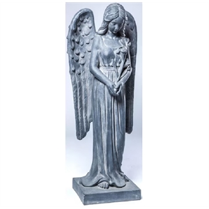 Pemberly Row Antique Fiber-Stone Standing Angel Garden Sculpture