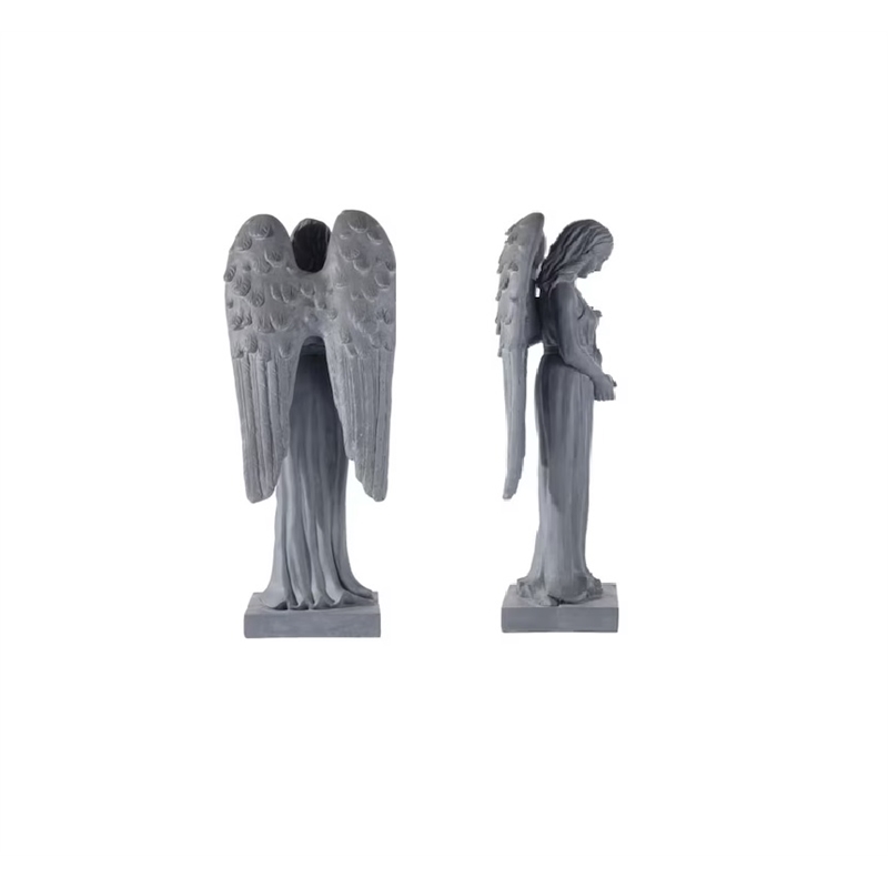 Pemberly Row Antique Fiber-Stone Standing Angel Garden Sculpture