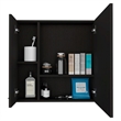 Pemberly Row Engineered Wood Medicine Cabinet with 1 Door and 4 Shelves in Black