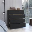 Pemberly Row Modern 4-Drawer Wood Bedroom Dresser in Black/Light Oak
