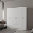 Pemberly Row 4-Door Wardrobe with Shelves and Drawer Engineered Wood in White