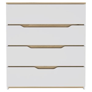 Pemberly Row Modern 4-Drawer Wood Bedroom Dresser in White/Light Oak