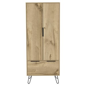 Pemberly Row Wood Closet with 2 Door Cabinets and 1 Drawer in Light Oak