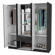 Pemberly Row Modern 6-Door Wood Bedroom Armoire with Drawer in Black Wenge