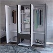 Pemberly Row Modern 6-Door Wood Bedroom Armoire with Drawer in Black Wenge