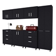Pemberly Row 7 Piece Garage Storage Cabinet Set in Black Engineered Wood