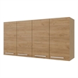 Pemberly Row 4-Door Wall Cabinet with Built-in Dish Organizer in Natural Oak