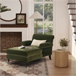 Pemberly Row Contemporary Chaise Lounge Chair in Olive Green Velvet