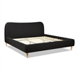 Pemberly Row Curved Headboard Upholstered Platform Bed King in Black Boucle