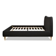 Pemberly Row Curved Headboard Upholstered Platform Bed King in Black Boucle
