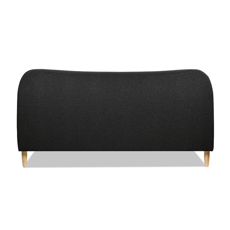 Pemberly Row Curved Headboard Upholstered Platform Bed King in Black Boucle