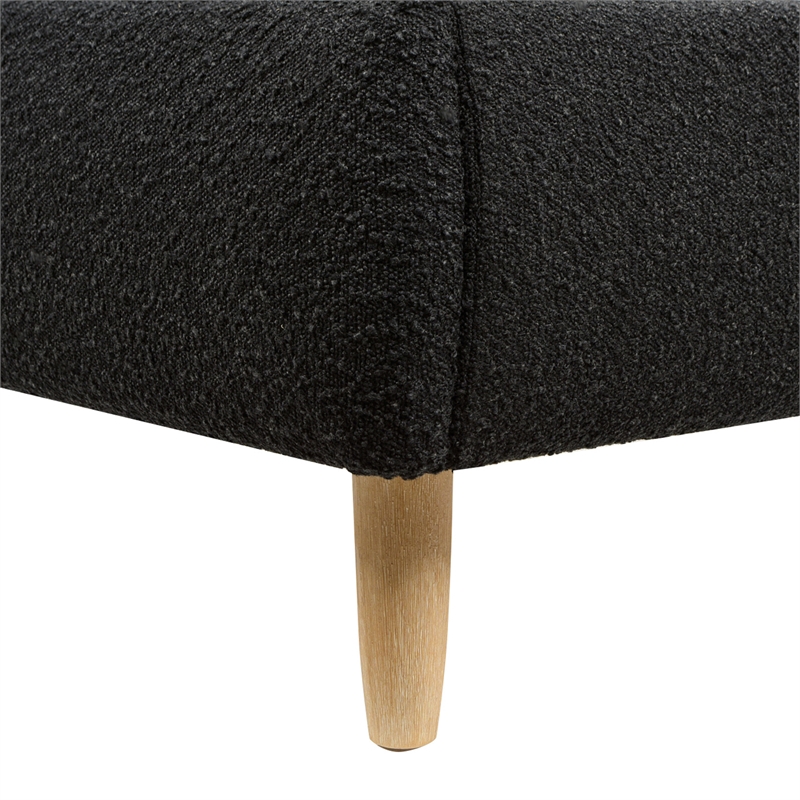 Pemberly Row Curved Headboard Upholstered Platform Bed King in Black Boucle