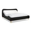 Pemberly Row Curved Headboard Upholstered Platform Bed King in Black Boucle