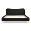 Pemberly Row Curved Headboard Upholstered Platform Bed King in Black Boucle