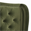 Pemberly Row Upholstered Shelter Headboard Bed King in Olive Green